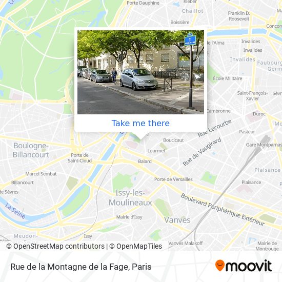 Mapa Rue de la Montagne de la Fage