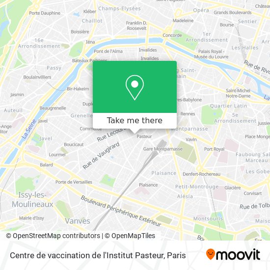 Centre de vaccination de l'Institut Pasteur map
