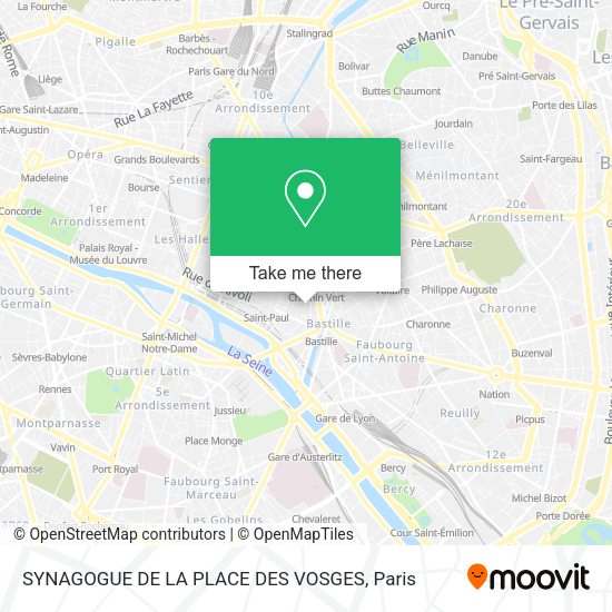 SYNAGOGUE DE LA PLACE DES VOSGES map