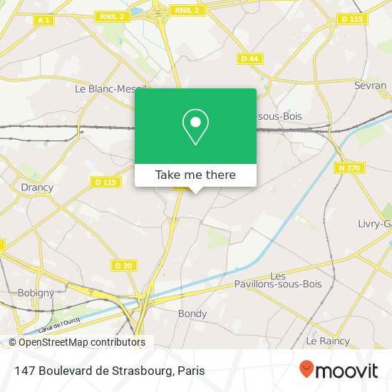 Mapa 147 Boulevard de Strasbourg