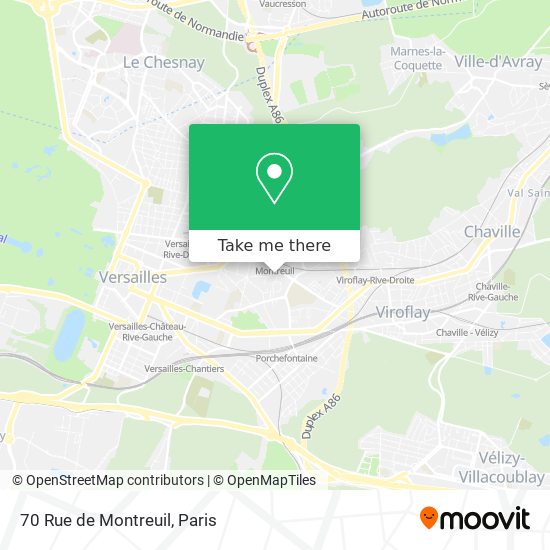 Mapa 70 Rue de Montreuil