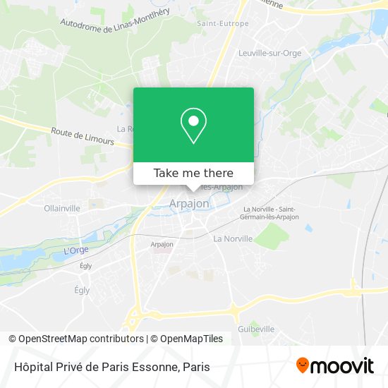 Mapa Hôpital Privé de Paris Essonne