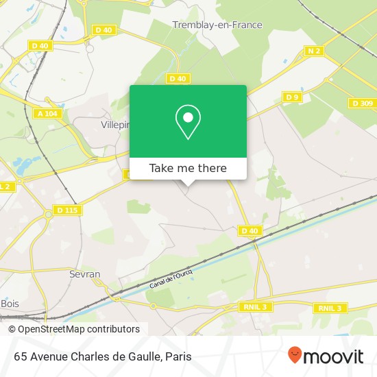 Mapa 65 Avenue Charles de Gaulle