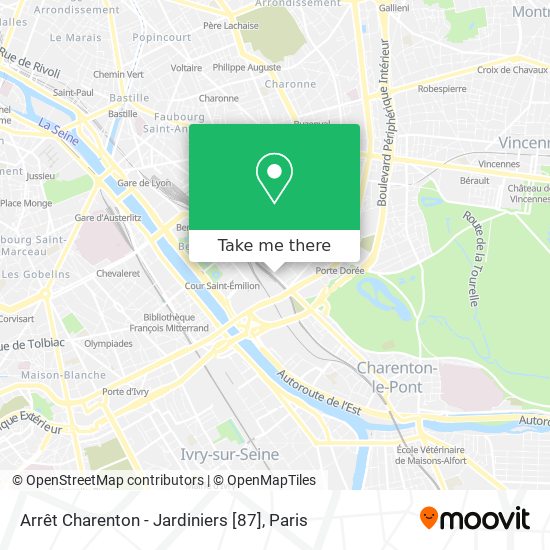 Mapa Arrêt Charenton - Jardiniers [87]