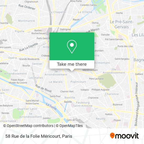Mapa 58 Rue de la Folie Méricourt