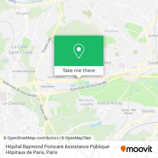 Mapa Hôpital Raymond Poincaré Assistance Publique-Hôpitaux de Paris