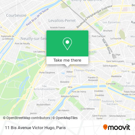 Mapa 11 Bis Avenue Victor Hugo