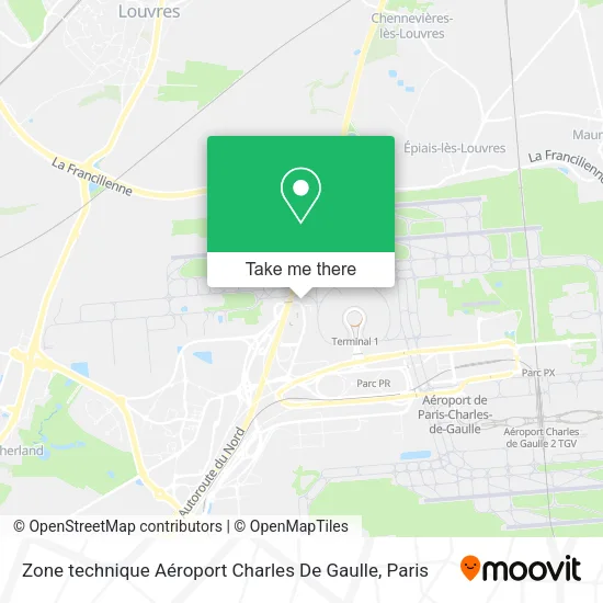 Zone technique Aéroport Charles De Gaulle map