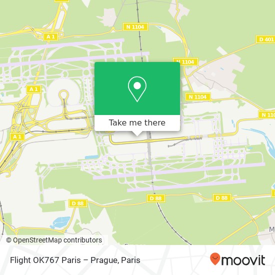 Mapa Flight OK767 Paris – Prague