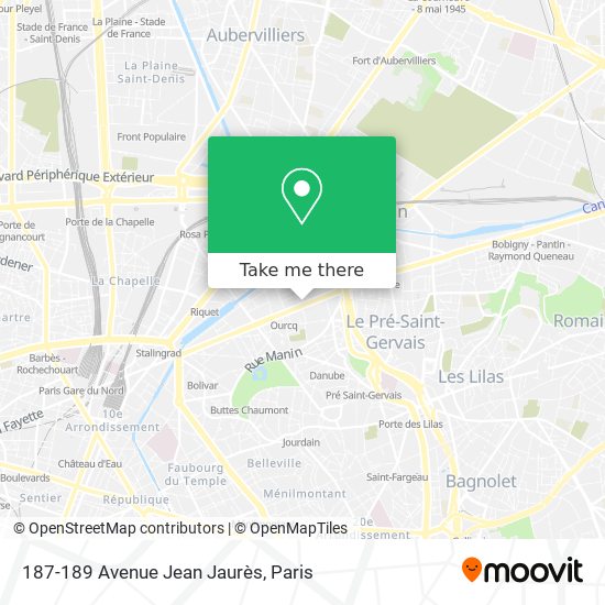 Mapa 187-189 Avenue Jean Jaurès