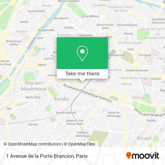 Mapa 1 Avenue de la Porte Brancion