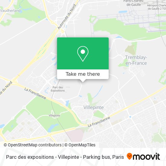 Mapa Parc des expositions - Villepinte - Parking bus