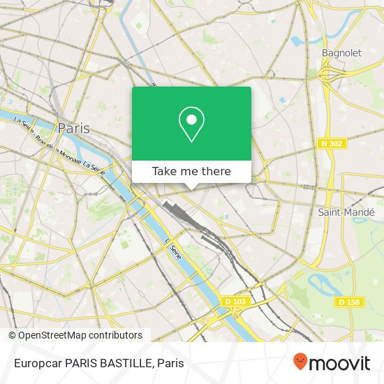 Mapa Europcar PARIS BASTILLE