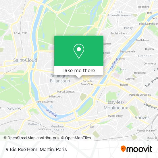 Mapa 9 Bis Rue Henri Martin