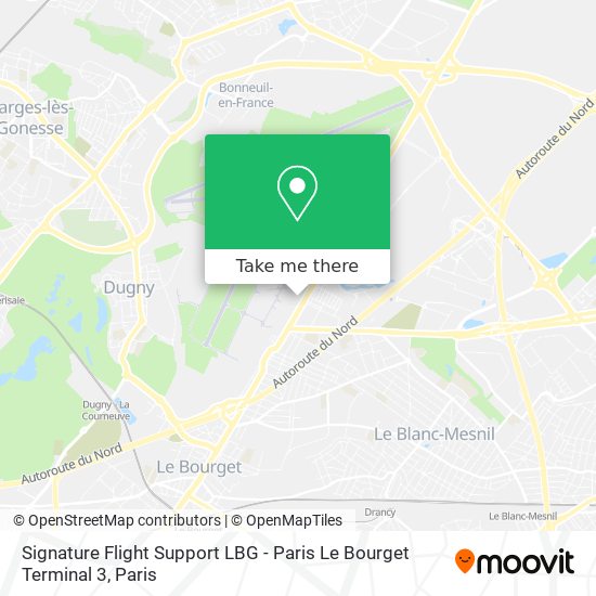 Mapa Signature Flight Support LBG - Paris Le Bourget Terminal 3