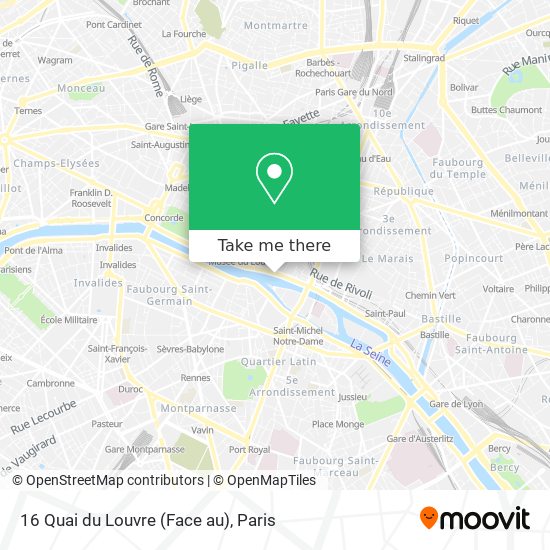 Mapa 16 Quai du Louvre (Face au)
