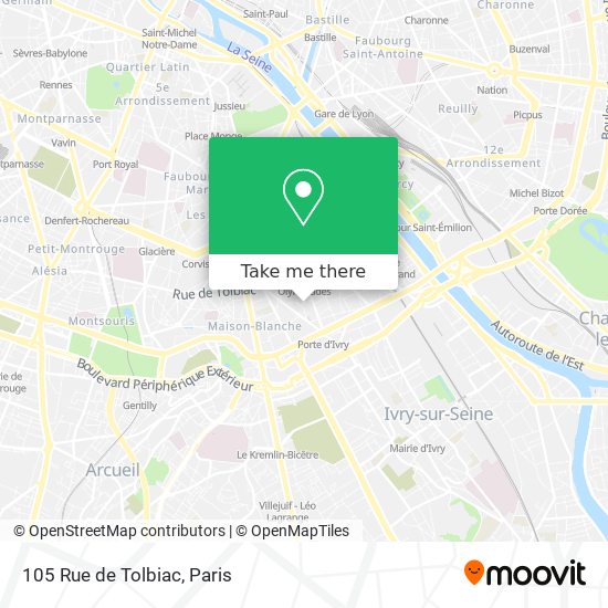 Mapa 105 Rue de Tolbiac