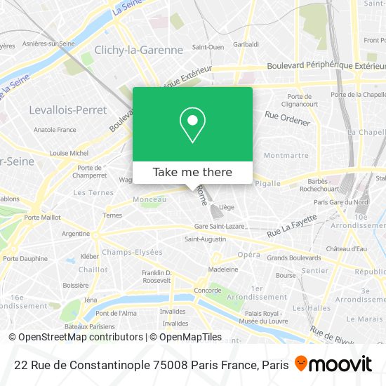 Mapa 22 Rue de Constantinople 75008 Paris France