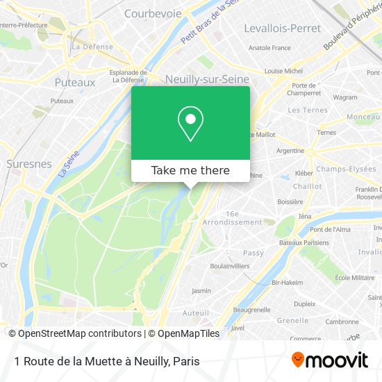 Mapa 1 Route de la Muette à Neuilly