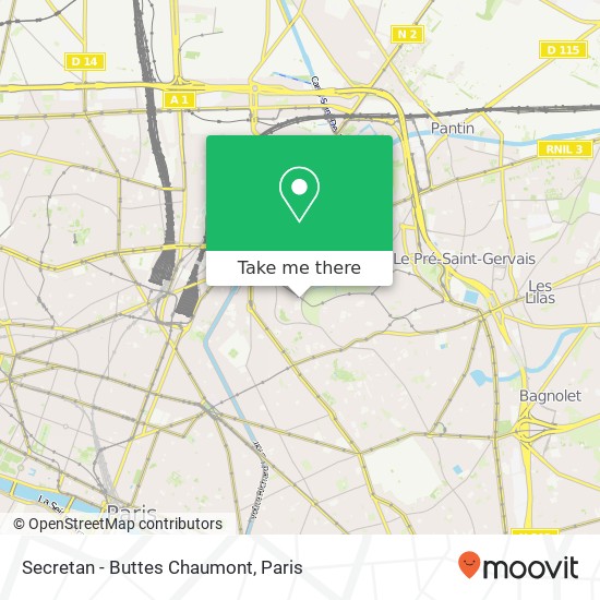 Secretan - Buttes Chaumont map