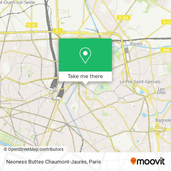 Neoness Buttes Chaumont-Jaurès map