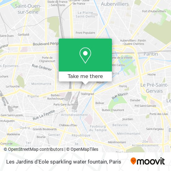 Les Jardins d'Eole sparkling water fountain map