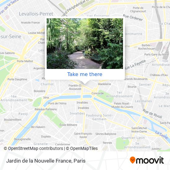 Jardin de la Nouvelle France map