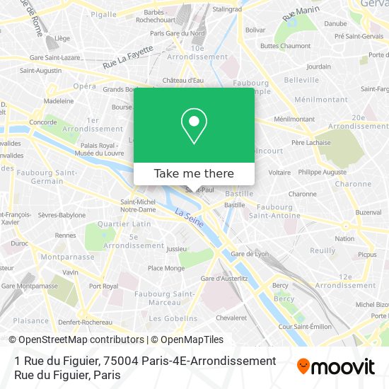 Mapa 1 Rue du Figuier, 75004 Paris-4E-Arrondissement Rue du Figuier