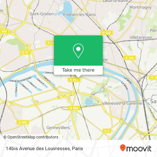 Mapa 14bis Avenue des Louvresses