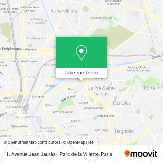 Mapa 1. Avenue Jean Jaurès - Parc de la Villette