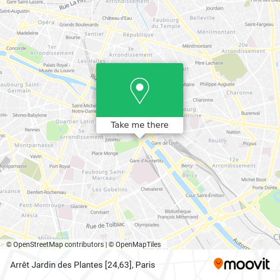 Mapa Arrêt Jardin des Plantes [24,63]