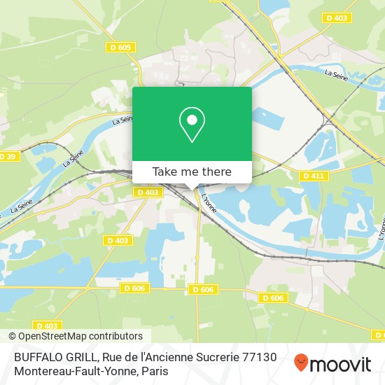 Mapa BUFFALO GRILL, Rue de l'Ancienne Sucrerie 77130 Montereau-Fault-Yonne