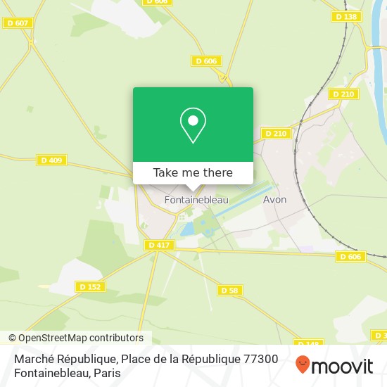 Mapa Marché République, Place de la République 77300 Fontainebleau