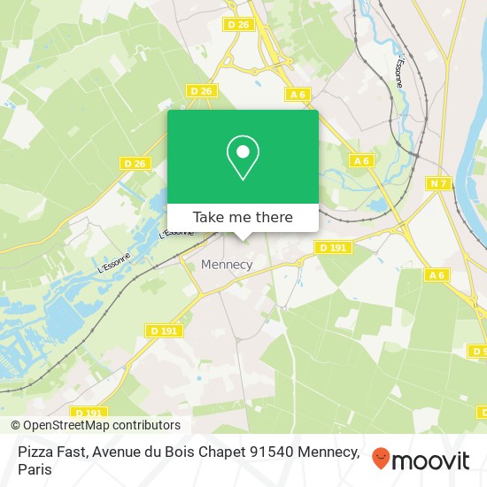 Mapa Pizza Fast, Avenue du Bois Chapet 91540 Mennecy