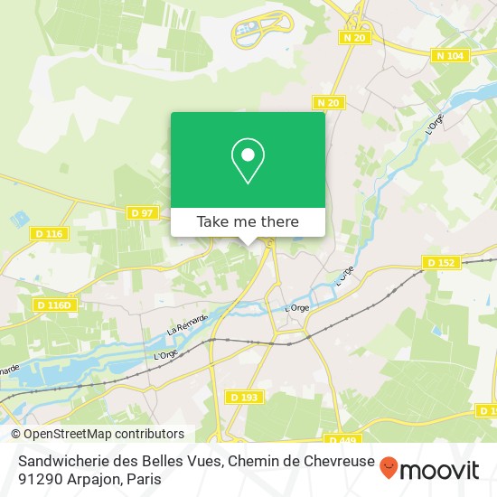 Sandwicherie des Belles Vues, Chemin de Chevreuse 91290 Arpajon map