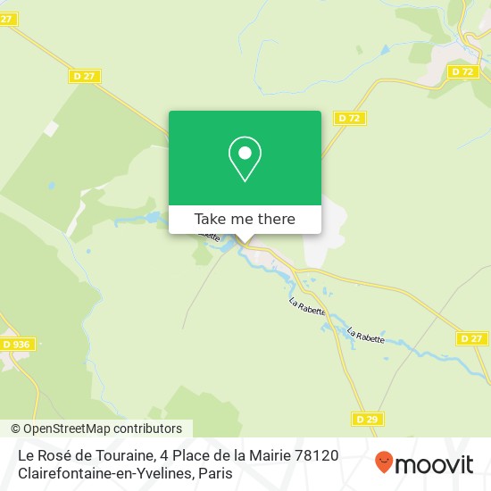 Mapa Le Rosé de Touraine, 4 Place de la Mairie 78120 Clairefontaine-en-Yvelines