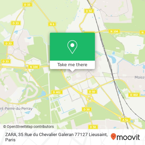 Mapa ZARA, 35 Rue du Chevalier Galeran 77127 Lieusaint