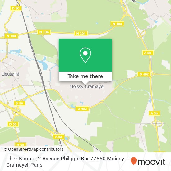 Mapa Chez Kimboi, 2 Avenue Philippe Bur 77550 Moissy-Cramayel