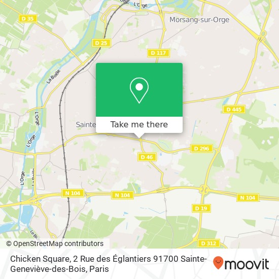 Mapa Chicken Square, 2 Rue des Églantiers 91700 Sainte-Geneviève-des-Bois