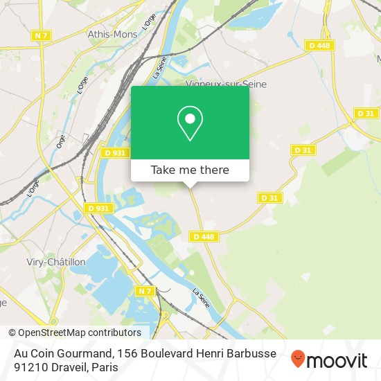 Mapa Au Coin Gourmand, 156 Boulevard Henri Barbusse 91210 Draveil