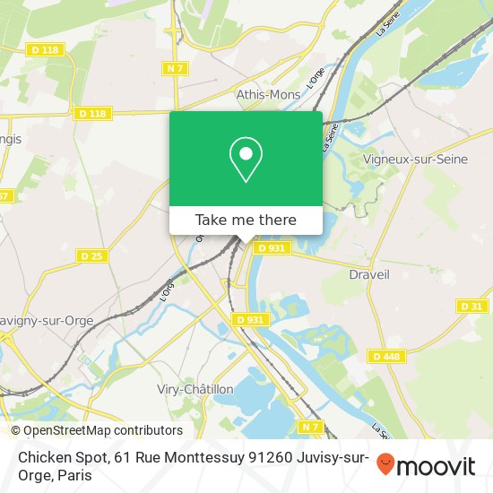 Mapa Chicken Spot, 61 Rue Monttessuy 91260 Juvisy-sur-Orge