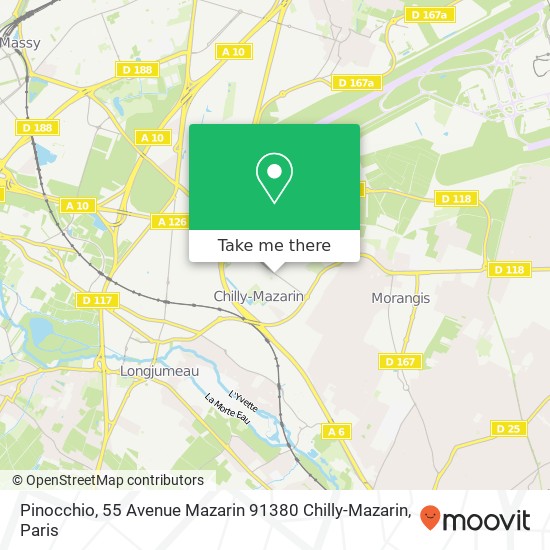 Mapa Pinocchio, 55 Avenue Mazarin 91380 Chilly-Mazarin