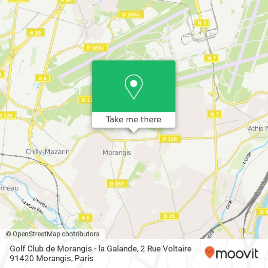 Mapa Golf Club de Morangis - la Galande, 2 Rue Voltaire 91420 Morangis