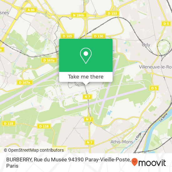 Mapa BURBERRY, Rue du Musée 94390 Paray-Vieille-Poste