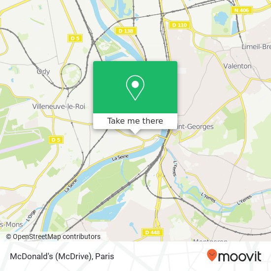 McDonald's (McDrive), 20 Avenue de la Haute-Seine 94290 Villeneuve-le-Roi map