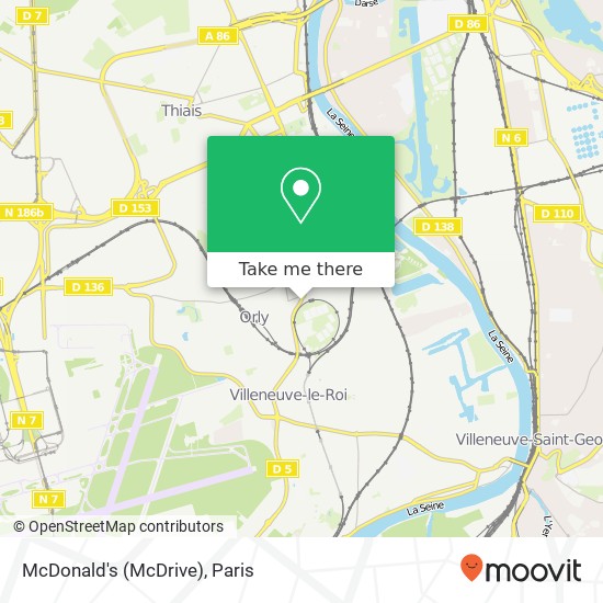 Mapa McDonald's (McDrive), Avenue Marcel Cachin 94310 Orly