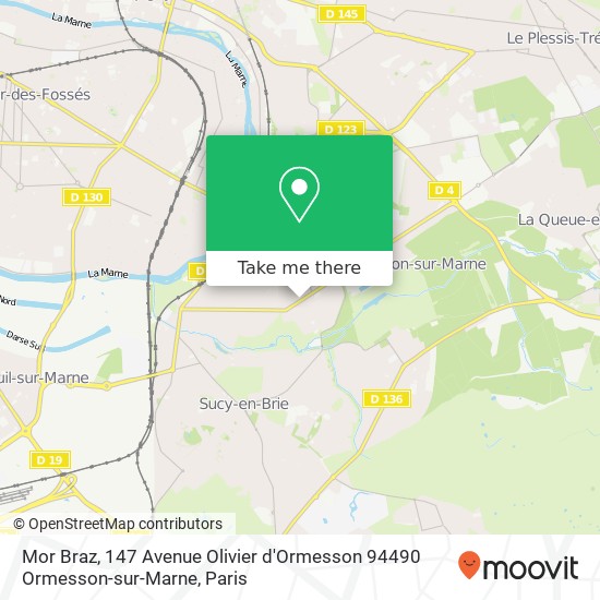 Mapa Mor Braz, 147 Avenue Olivier d'Ormesson 94490 Ormesson-sur-Marne