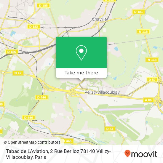 Tabac de L'Aviation, 2 Rue Berlioz 78140 Vélizy-Villacoublay map
