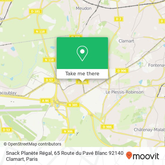 Snack Planète Régal, 65 Route du Pavé Blanc 92140 Clamart map