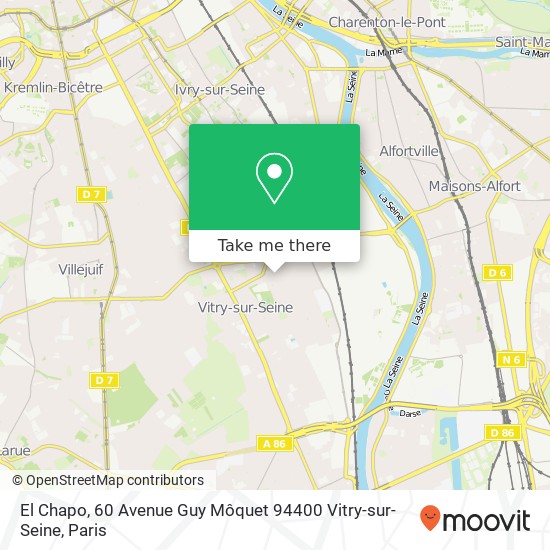 Mapa El Chapo, 60 Avenue Guy Môquet 94400 Vitry-sur-Seine